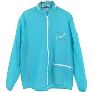 Vintage Bermuda Islands  Windbreaker Jacket Turquoise Blue Zip Hood Coastal Chic
